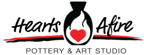 Hearts Afire Pottery and Art Studio Logo